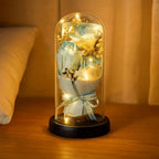 Romantic Eternal Rose Light 3 Heads Soap Flower Transparent Dome Artificial Rose Light Luminous Realistic LED Eternal Flower