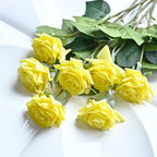 7pcs Pink Rose Artificial Flowers Real Touch Silk Flowers For Home Wedding Table Bouquet Party Decoration