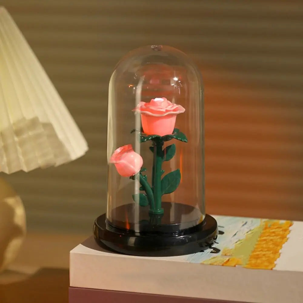 Birthday Gift Romantic Eternal Rose Lamp Luminous with Lampshade LED Flower Light Creative Simple Sleeping Lamp for Women
