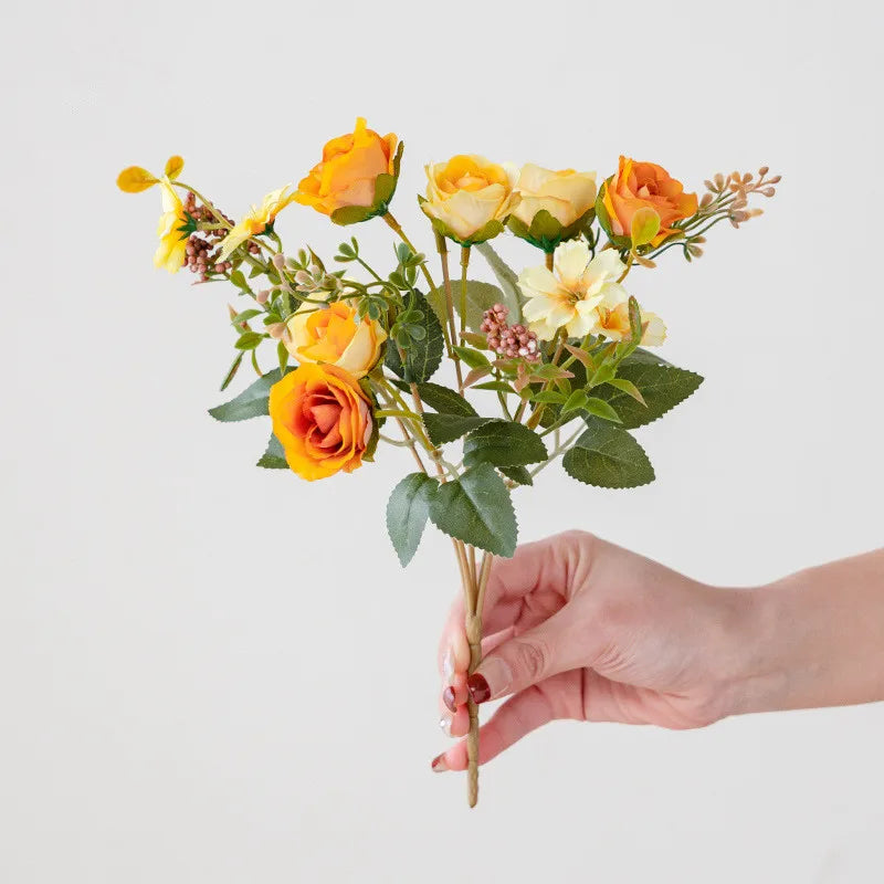 Ramo de Peonía y Rosa de Seda Otoño — 6 Colores, DIY Sala, Jardín y Boda