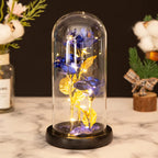 Rosa de Cristal con Luz en Cúpula de Vidrio — Regalo Navidad, Aniversario y San Valentín