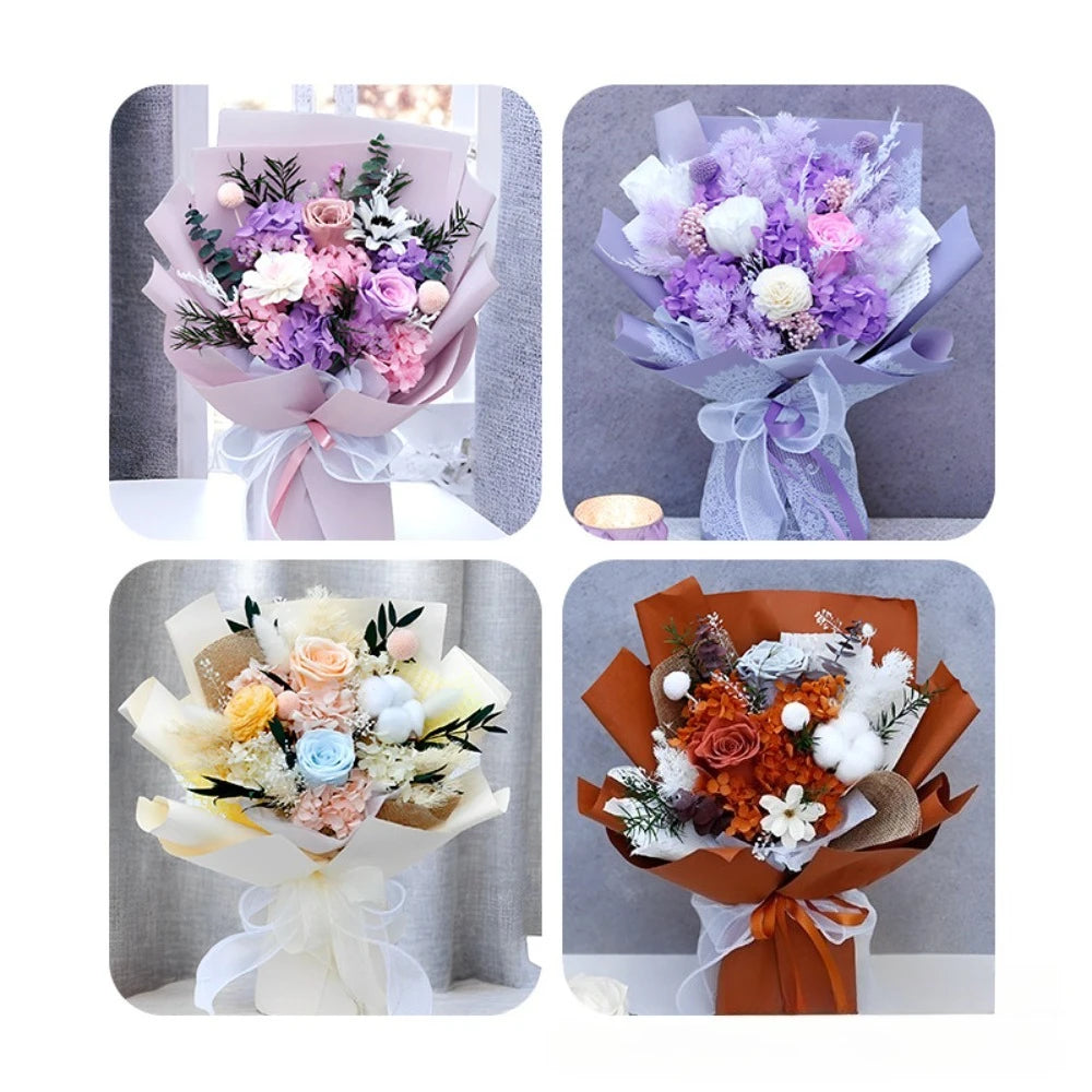Eternal Preserved Rose,Hydrangea Bouquet Gift Box,Handmade Real Flower Arrangement for Girlfriend,Women,Anniversary,Lasts 3 Year