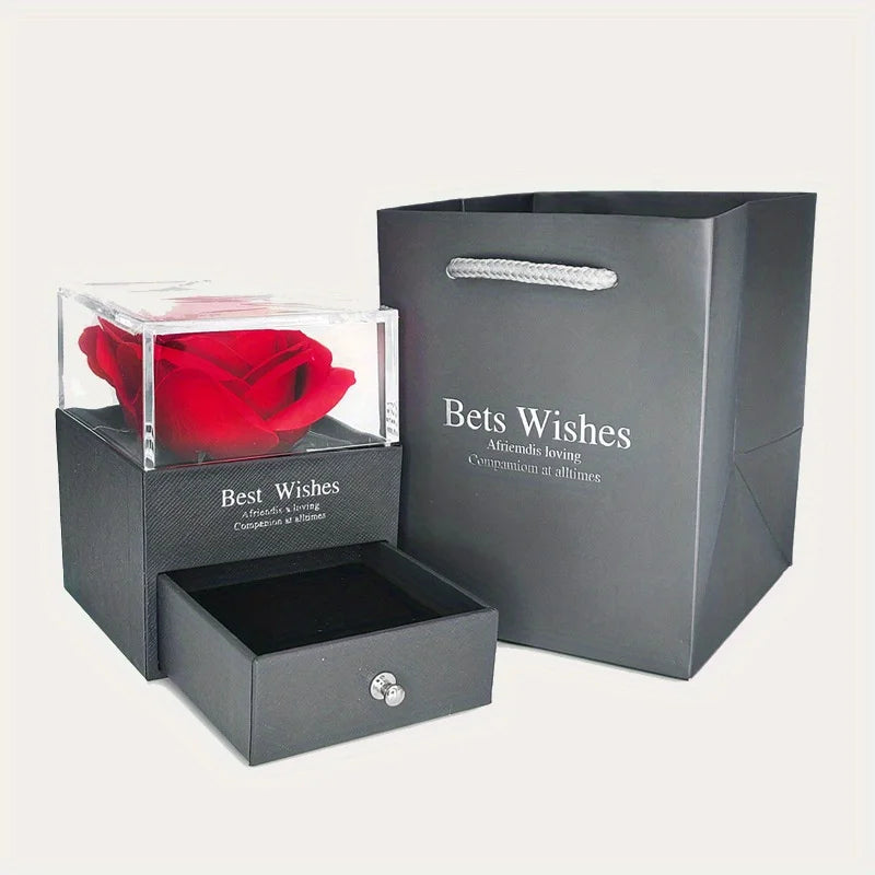 1 Set Romantic Red Roses Eternal Flower Gift Box - for Mother's Day, Valentine's, Birthdays for Wife, Lover, Daughter 