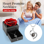 Eternal Rose Love You Necklace 100 Languages Red for Mom, Wife, Valentine's Day Gift, Best Gift for Your Loved One