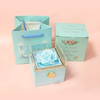 Eternal Rose Rotating Jewelry Box Soap Flower With Gift Bag Ring Box Transparent Lid Acrylic Storage Case Wedding Party
