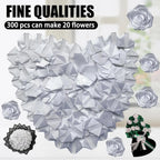 Yannew 300pcs Premade Handcrafted Silk Rose Petals for DIY Eternal Rose Flowers Bouquets with Stem Leaf Birthday Gifts for Women