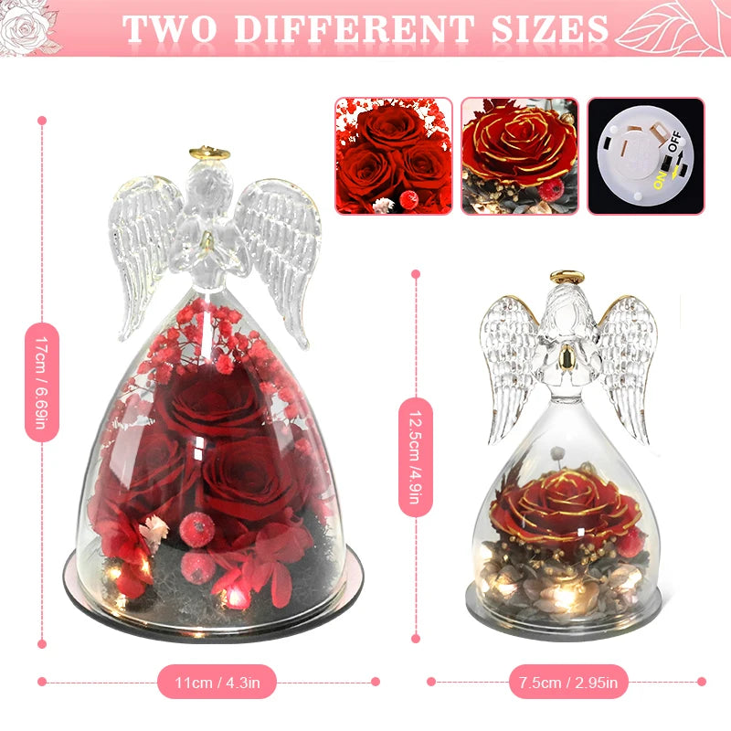 LED Eternal Rose Flower Cover Anniversary Valentine Mothers Day Birthday Thanksgiving Gift Bedroom Table Decote For Boy And Girl