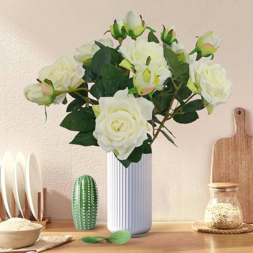 Rama Grande de Rosa de Seda — Jarrón y Decoración San Valentín, 18 Colores