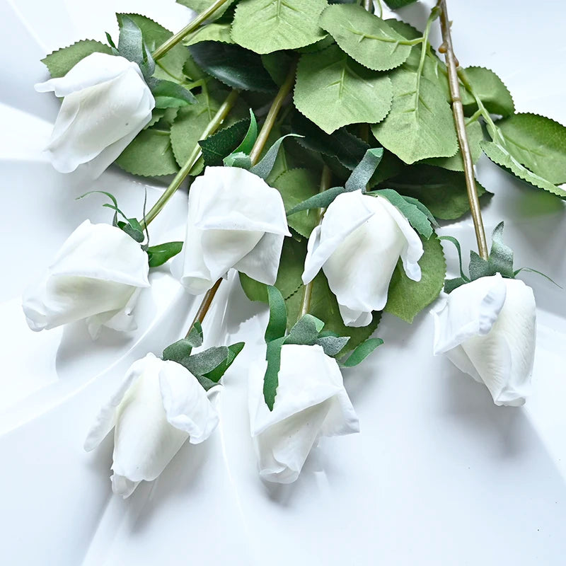 7pcs Pink Rose Artificial Flowers Real Touch Silk Flowers For Home Wedding Table Bouquet Party Decoration