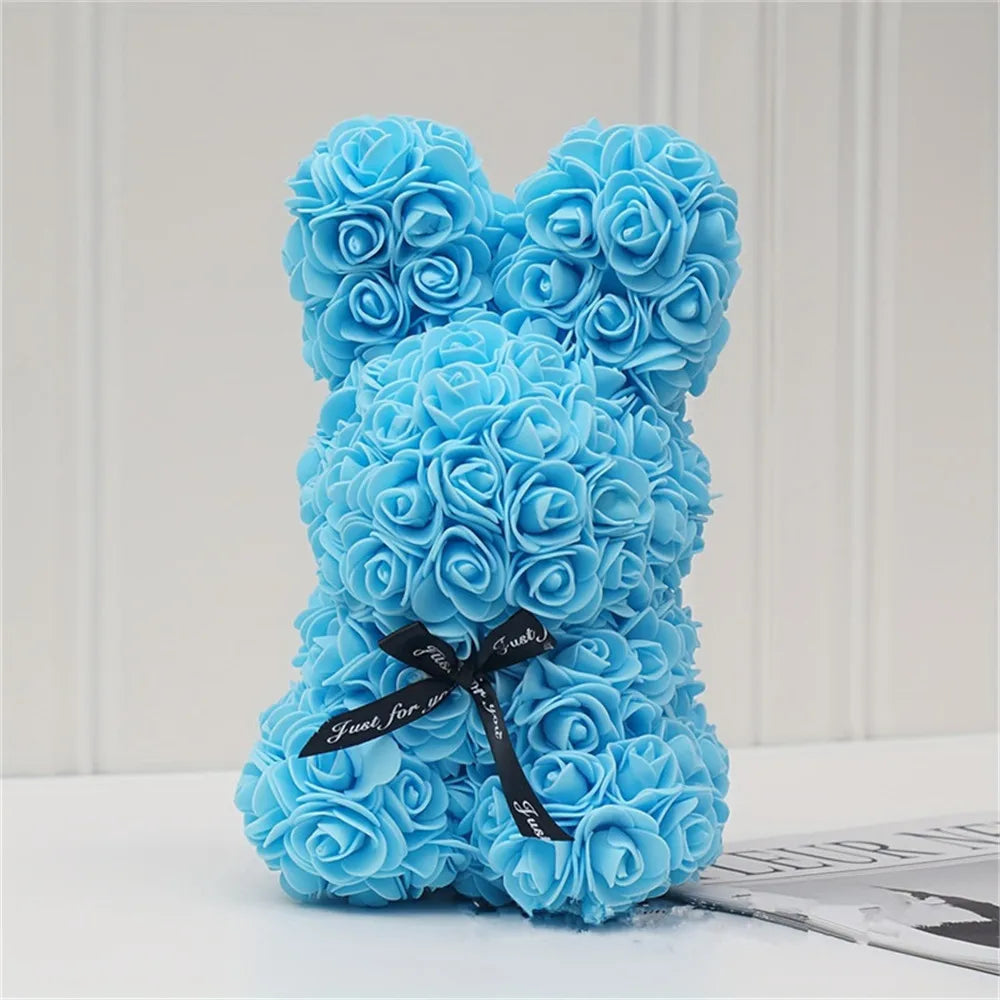 1pc 25cm Eternal Artificial Flower Rose Rabbit Romantic Gift For Birthday Anniversary Valentine's Wedding Decoration Home Decor