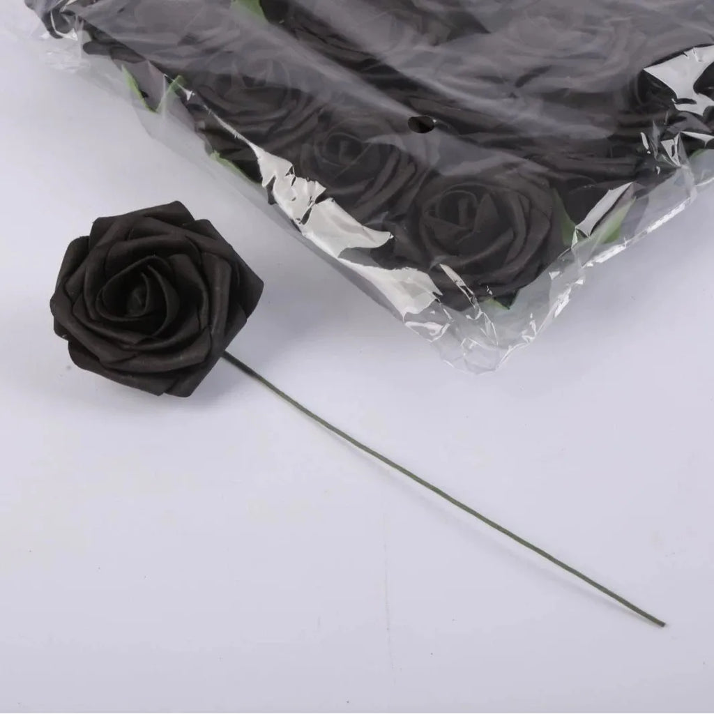 Rosas Artificiales Ultra Realistas con Tallo — Set 25 Unidades, 7 Colores, Hogar y Boda