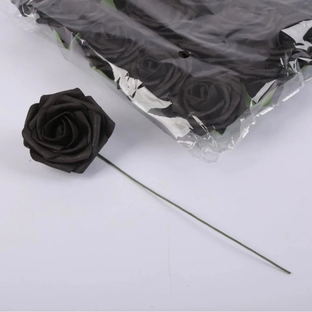Rosas Artificiales Ultra Realistas con Tallo — Set 25 Unidades, 7 Colores, Hogar y Boda