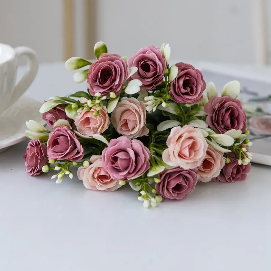 Ramo Nupcial de Rosa de Seda — Arco y Decoración DIY, 5 Colores, Boda