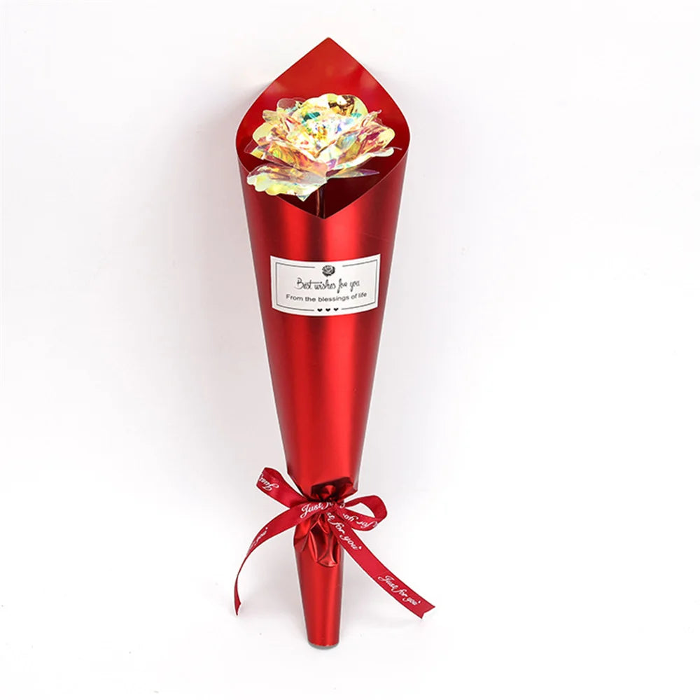Galaxy Rose Eternal 24k Gold Foil Roses Artificial Roses New Creative Valentine'S Day Gift Beauty Flowers For Wedding Decor