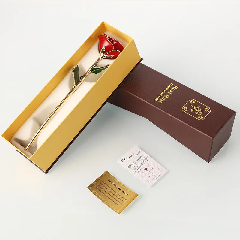 24K Plated Gold Roses Valentine's Gift Girlfriend Anniversary Mother's Day Gift 29CM Artificial Flowers Eternal Rose ForeverLove