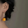 Eternal Flower Rose True Flower Dried Flower Earrings For Women With A Niche Design And Retro Zircon Handmade Earrings