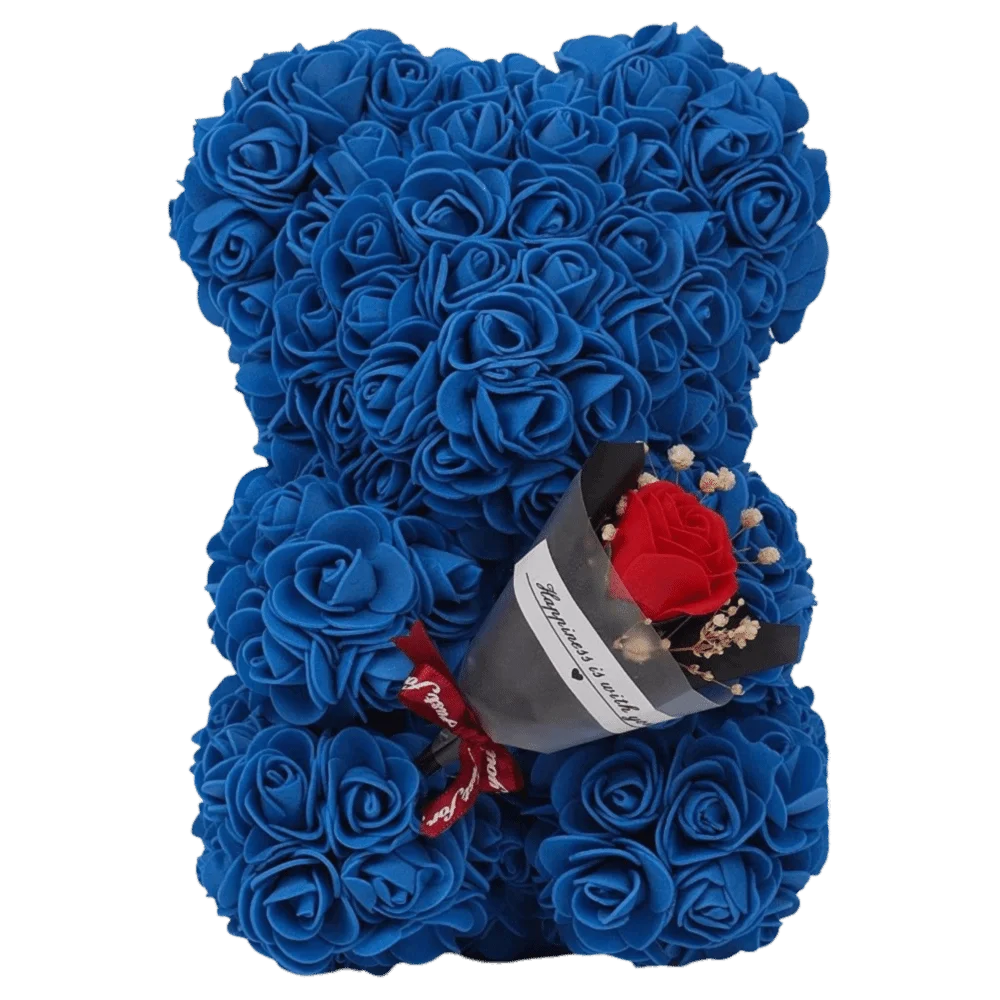 24cm Size Eternal Rose Bear Long Lasting Foam Flowers Rose Bear Artificial Rose Creative Design Artificial Flower Gift