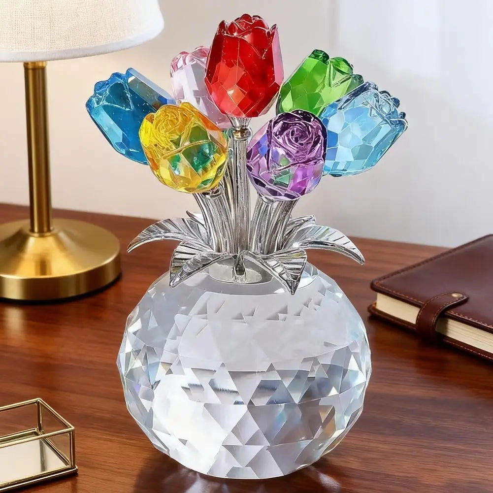 Colourful Crystal Rose Bouquet Eternal Artificial Flowers For Anniversary Mother's Day Valentine's Day Gift For Her Home Decor