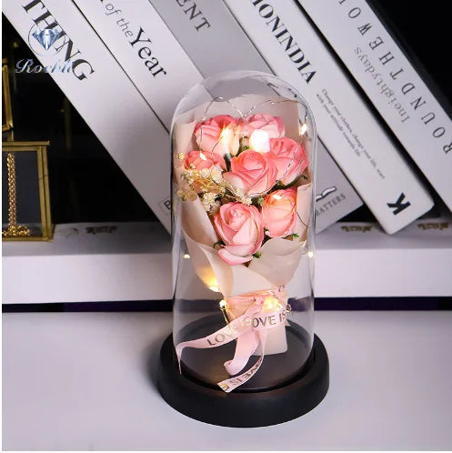 Rose Eternal Life Flower Starry Sky Glass Cover Living Room Decor Gift for Girlfriend Birthday Gift Valentine's Day Mother's Day