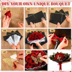 Glitter Artificial Eternal Red Rose Bouquet Forever Roses Flower Bouquet Silk Fake Rose Flower Valentine's Day Birthday Gift