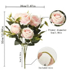 Retro Artificial Roses Bouquet Elegance Bridal Wedding Realistic Roses Flowers Floral Arrangement Ornaments Home Decoration