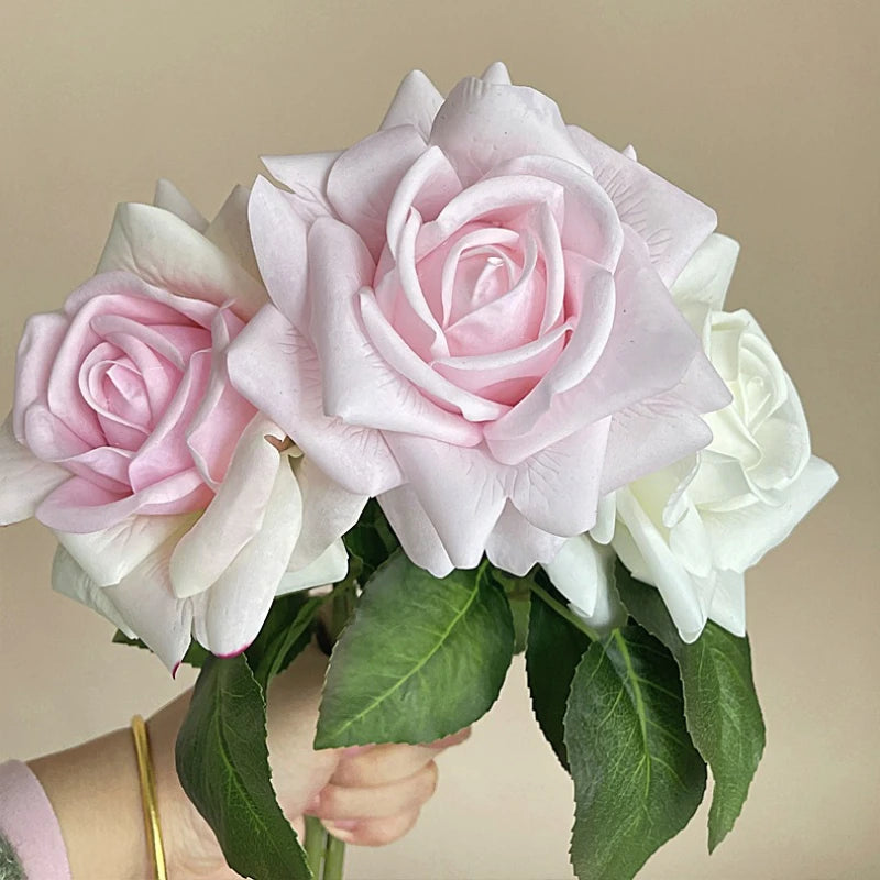 Simulation Moisturizing Rose Artificial Flowers Real Touch Rose Decor Wedding Bouquet Wedding Party Home Decorative Flowers