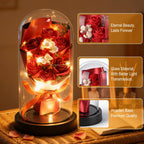 Rose Eternal Life Flower LED Starry Sky Glass Cover Living Room Decor Gift Ornament Perfect Valentine's Day Christmas Gift