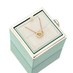 2025 New Eternal Real Rose Rotating box Double Heart Custom Engraved Name Steel Necklace for Valentines Birthday Jewelry Gift