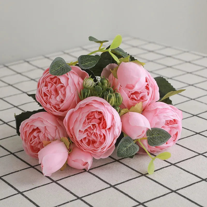 Rosas de Seda Flor Grande — Ramo Lujoso, 34 Colores, Disponible al Mayor