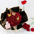 Glitter Artificial Eternal Red Rose Bouquet Forever Roses Flower Bouquet Silk Fake Rose Flower Valentine's Day Birthday Gift