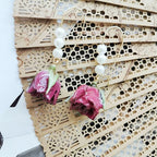 Immortal Rose Flower Earrings Elegant Epxoy Resin Dried Flower Earrings Colorful Rose Natural Plant Hoop Earrings Custom Jewelry