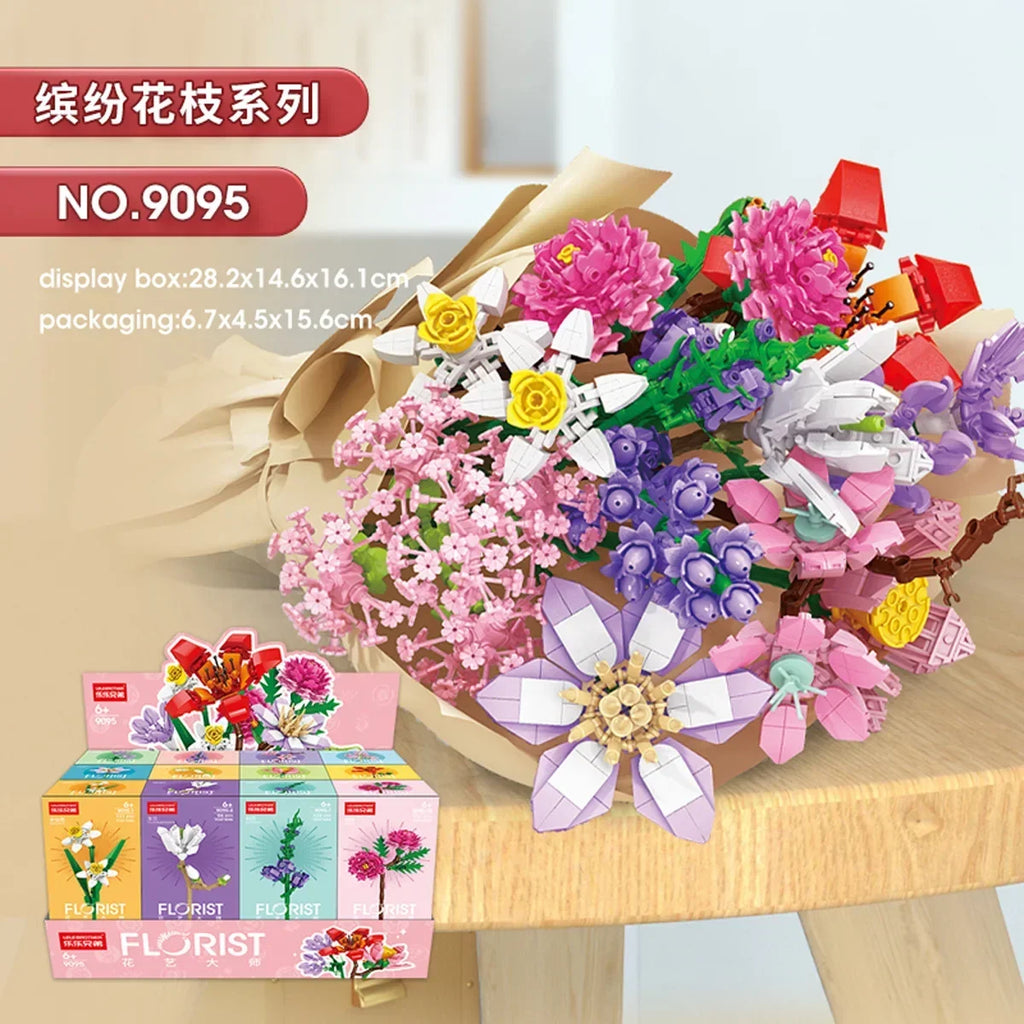 Eternal Block Flower Assembly Bouquet Desktop Decoration Block Flower Children's Puzzle Assembly Toy Bouquet