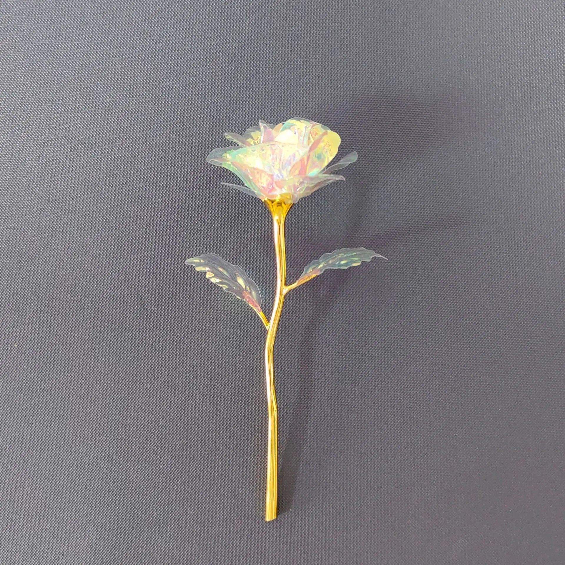 1Pcs Eternal Galaxy Rose Valentine'S Day Flower Foil Plastic Artificial Roses Romantic Mothers Day Gift Wedding Party Home Decor