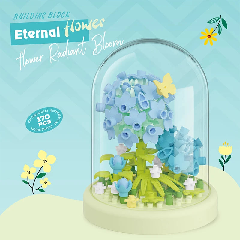 Eternal Bouquet Flower Assembly Blocks Children's Toy Mini Brick Particle Girl Series Rose Bundle Valentine's Day Birthday Gift