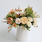 Ramo Retro de Peonía y Rosa de Seda — Decoración Otoño, Hogar y Bodas, 4 Colores