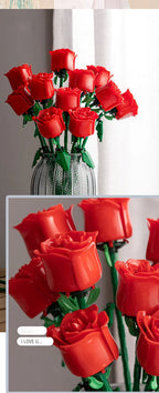Eternal Building Rose Couple 3D Red/Pink/Blue Rose Toys Bouquet Love Home Decoration Mother's Day Valentine's Day Birthday Gift