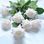 7pcs Pink Rose Artificial Flowers Real Touch Silk Flowers For Home Wedding Table Bouquet Party Decoration