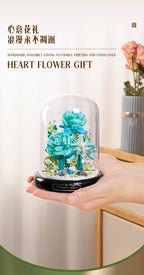 Eternal Flower Red Rose Bouquet Desktop Decoration Bonsai Romantic Building Blocks Bricks DIY Toy Valentine's Day Gift for Girls