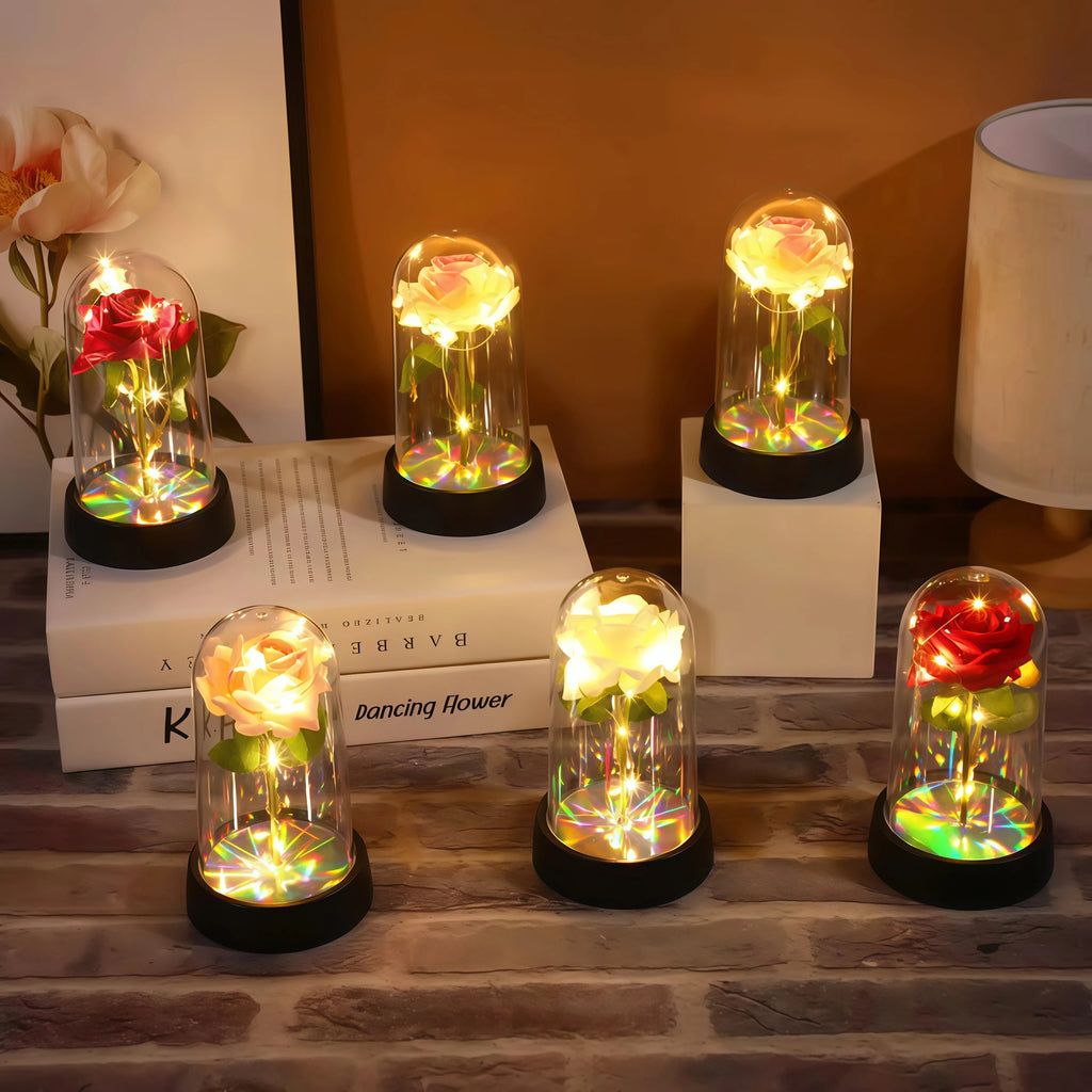 1pc Wedding Birthday Valentine Day Gift Eternal Rose Flower Colorful Luminous Ornament For Women Mom Girlfriend Wife Home Decora