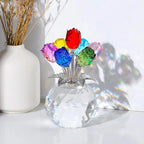 Crystal Gemstone Rose Flower Colourful Rose Bouquet Eternal Ornament Gift Figurine Decor Rose For Anniversary Valentines Gifts