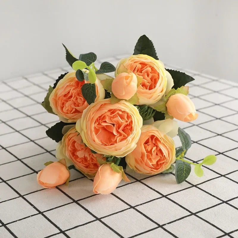 Rosas de Seda Flor Grande — Ramo Lujoso, 34 Colores, Disponible al Mayor