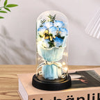 Eternal Rose LED Light glass Cover Flower Valentines Day Gift Wedding Party Decor Artificial Rose Flowers Light Christmas Gift
