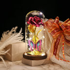 Rosa en Cúpula de Cristal con LED — Estilo La Bella y la Bestia, 16 Estilos, Regalo