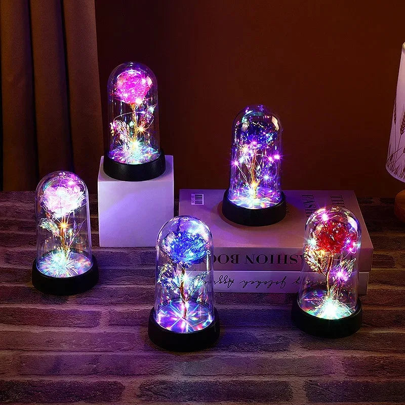15/20CM Rose Artificial Flowers LED Gift for Girlfriend Eternal Rose Light Foil Fake Flower Wedding Home Room Decor DIY Ornament