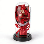 Rose Eternal Life Flower LED Starry Sky Glass Cover Living Room Decor Gift Ornament Perfect Valentine's Day Christmas Gift