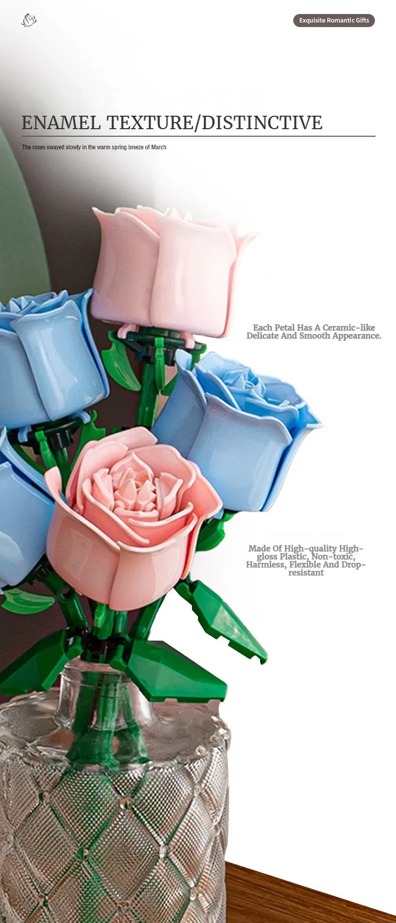 Eternal Flower Rose Building Block Toy Compatible with  Assembly Decoration Girl Valentine's Day Teacher's Day Gift
