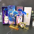 Eternal Rose Colorful Galaxy Artificial Flowers 24K Gold Foil Flower Love Base Flare box for Girlfriend Valentine's Day Gift
