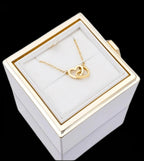 2025 New Eternal Real Rose Rotating box Double Heart Custom Engraved Name Steel Necklace for Valentines Birthday Jewelry Gift