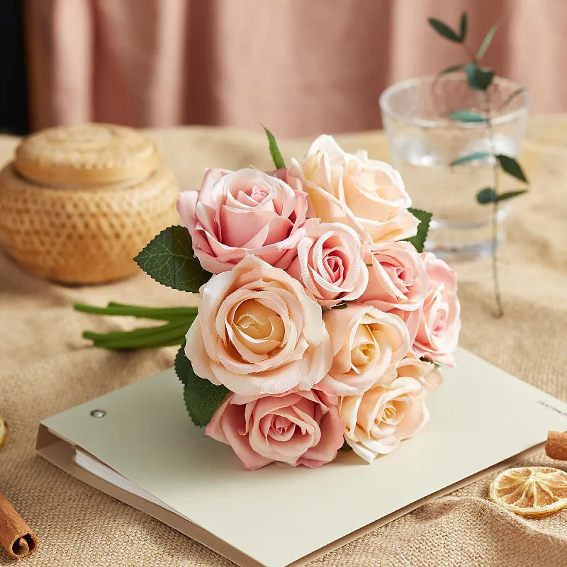 Ramo Nupcial de Rosas de Seda — 16 Colores, Boda y Damas de Honor