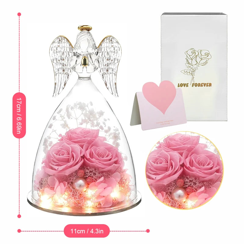 LED Eternal Rose Flower Cover Anniversary Valentine Mothers Day Birthday Thanksgiving Gift Bedroom Table Decote For Boy And Girl
